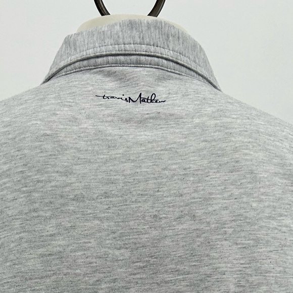 Men’s Travis Mathew Gray Blue Polo Shirt Striped Pima Cotton Size Large EUC - Picture 4 of 7